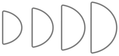 Hankeform #1 D-form – illustration af fire størrelser